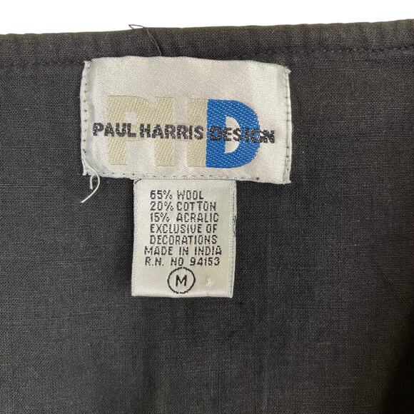 Paul Harris Sz M Vintage Wool Blend Christmas Holiday Vest Embroidered Retro - Picture 8 of 16